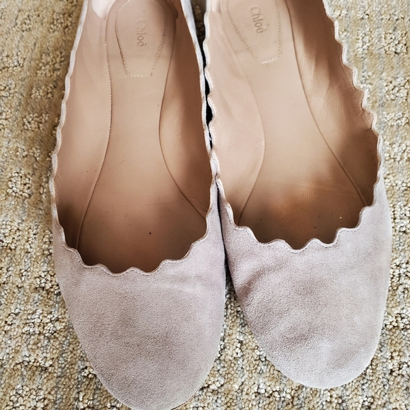 Chloe scalloped seude ballet flats - Picture 4 of 10